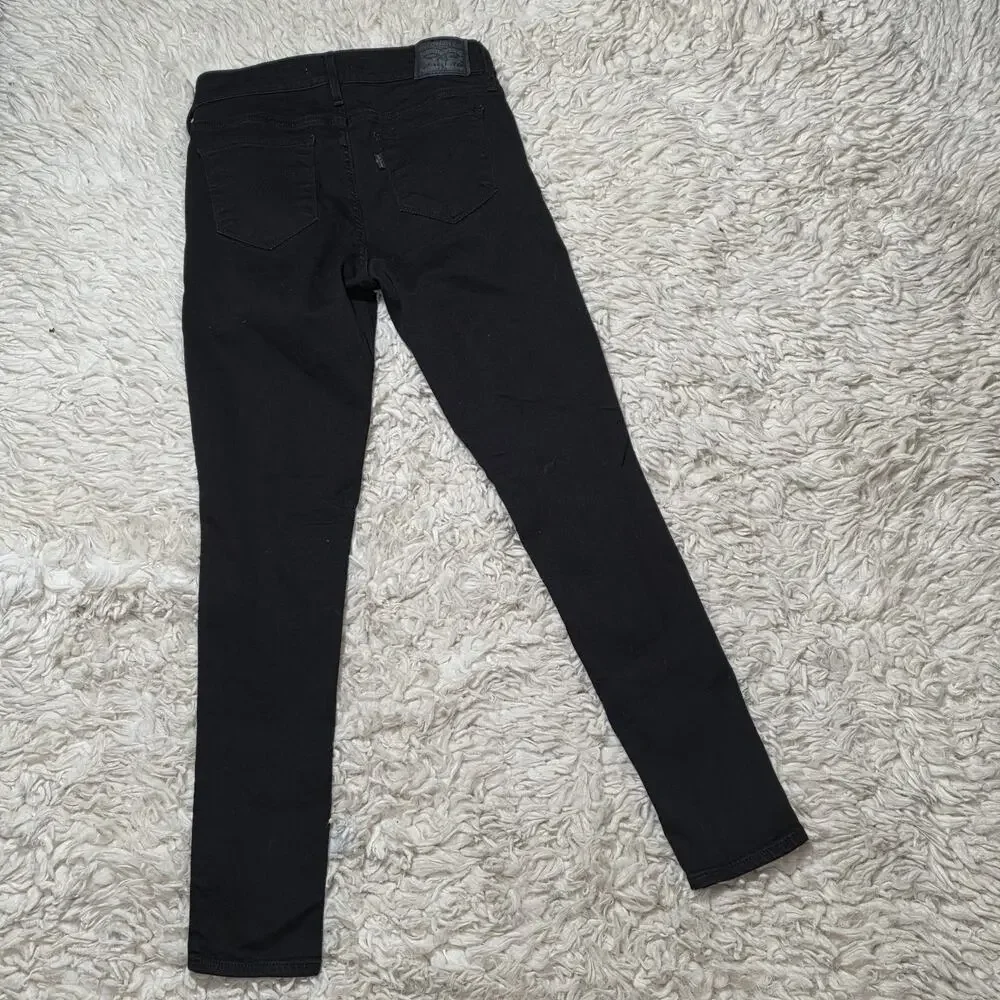 Levi 711 Mid Rise Skinny Jeans Womens Size 28/28 Black